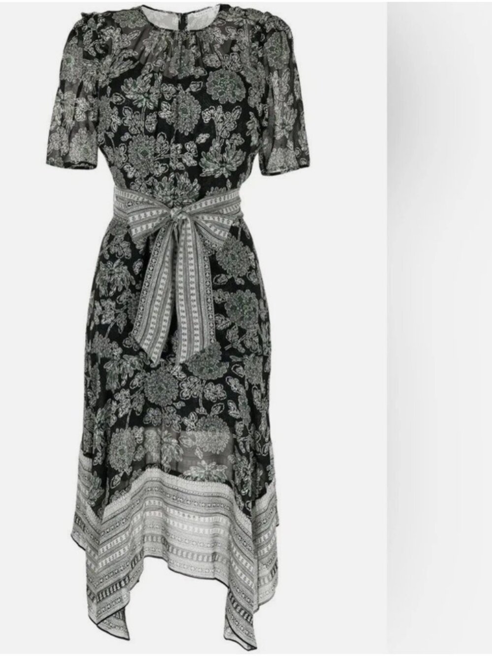 Veronica Beard Silk Floral Belted Handkerchief Dress | Size 2